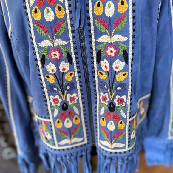 Double D Ranchwear Embroidered Suede Leather Jacket sz L NWT - Picture 4 of 14